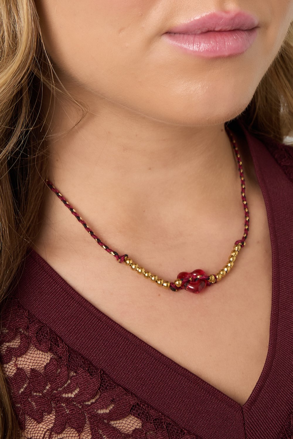 Polyester Beaded Necklaces Heart Casual Daily Simple Series Women's jewelry h5Picture3